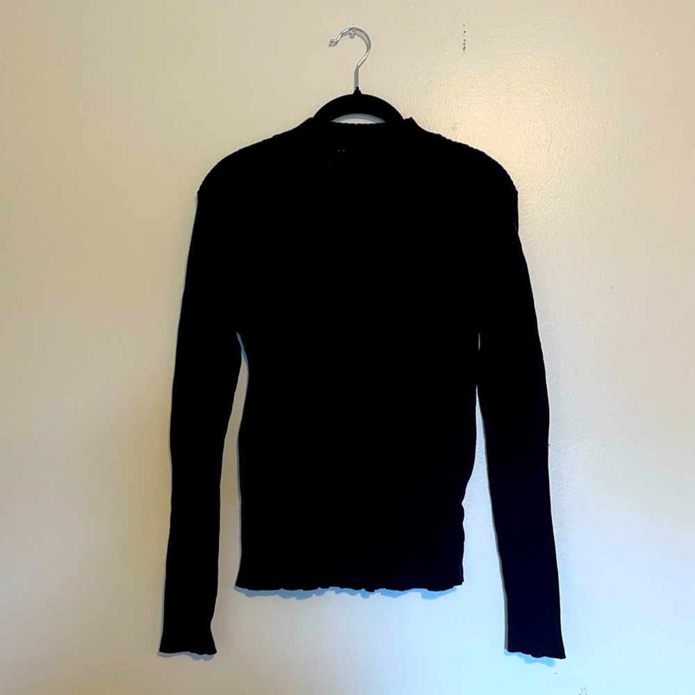 Forever 21 | Black Ribbed Mock Neck Long Sleeve Sweater